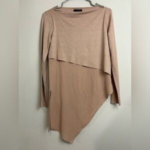 Zara Asymmetrical Blush Top Long Sleeves 0054